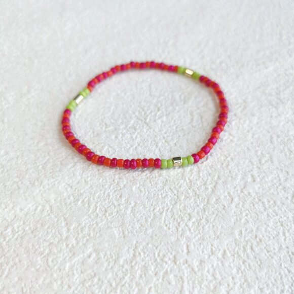 Roxanne Assoulin Color Therapy Pink Green Beaded Bracelet - Picture 1 of 2